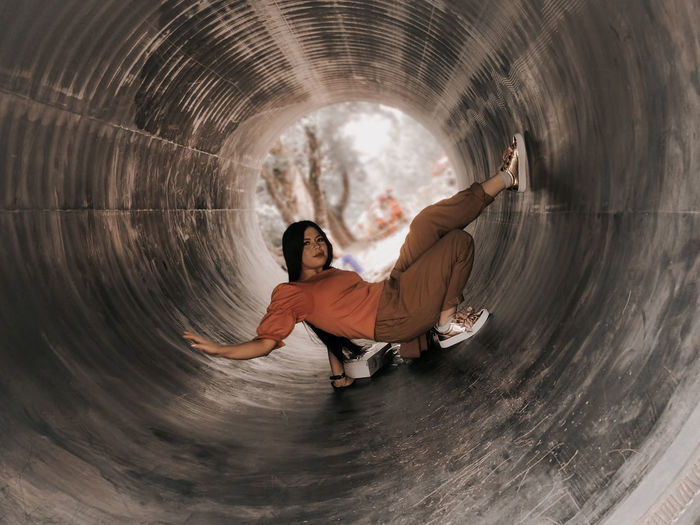 Woman in a tunnel
