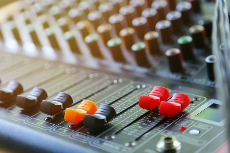 Close-up of sound recording equipment