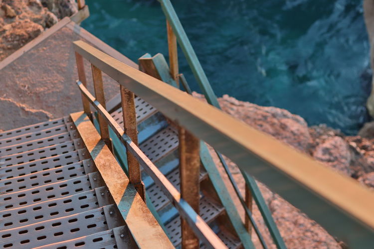 High angle view of pier by sea