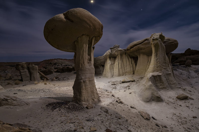 Wild rock formations in the desert wilderness of new mexico at n