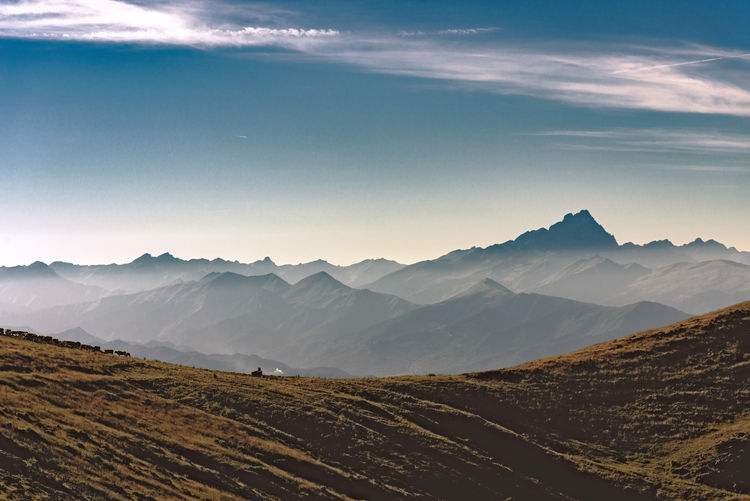 Scenic view of mountains against sky