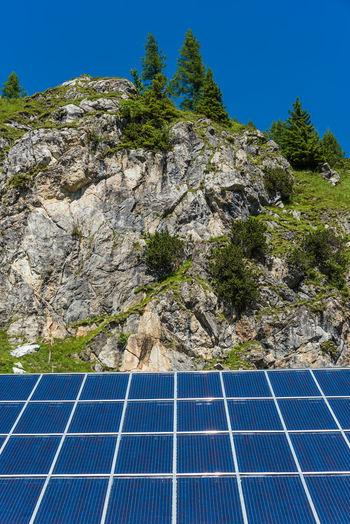 Solar panels on mountain