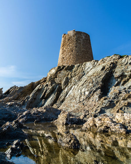 Shot of torre di piscinnì, one of the many coastal towers in sardinia