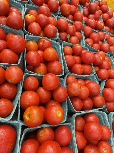 Full frame shot of tomatoes for sale at farmers market 