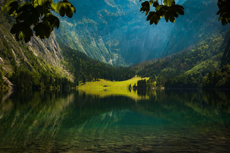 Scenic view of lake and mountains