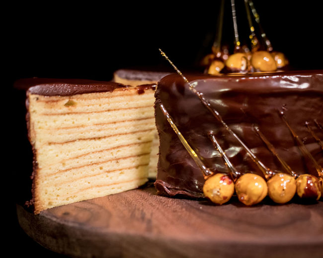 Baumkuchen cake slice with layers