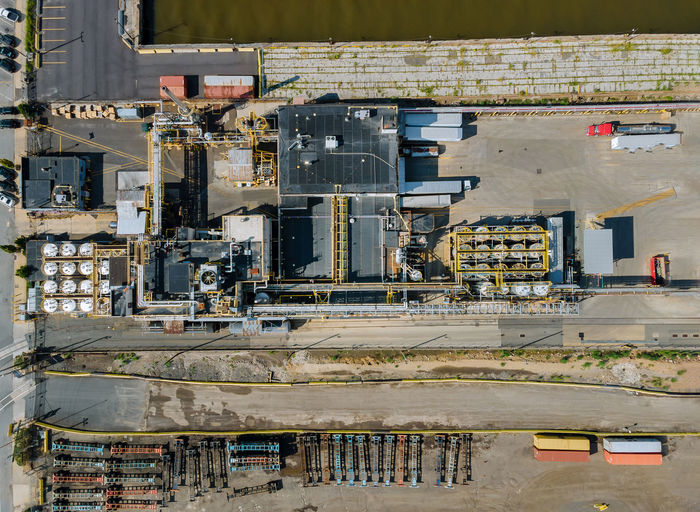 High angle view of factory