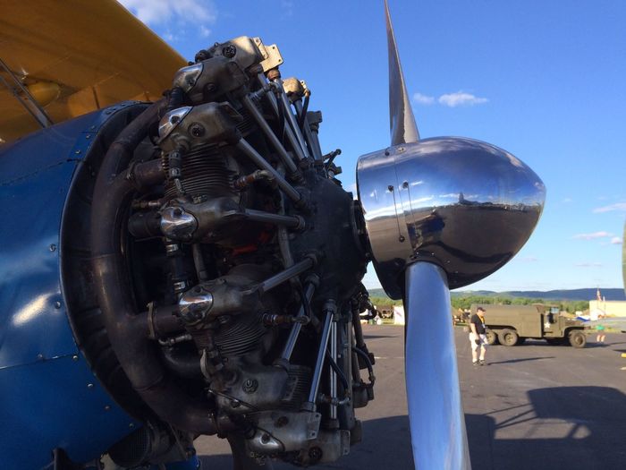 Close-up side view of a cropped aircraft piston engine
