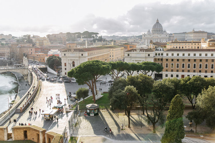 High angle view of roads in rome and vatican 