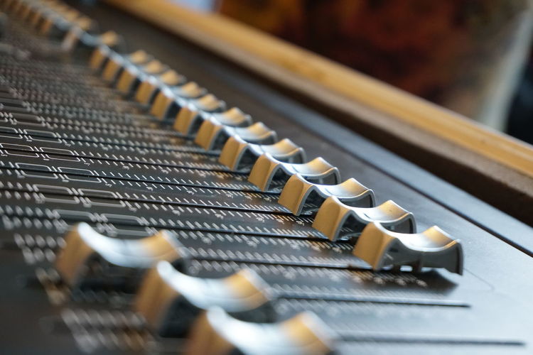 Close-up of sound mixer