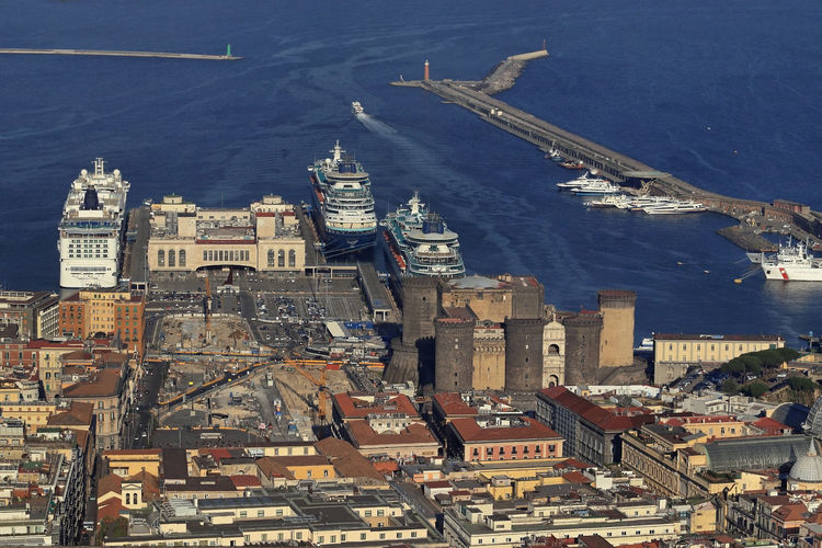 View of the naval station of naples and the castel nuovo