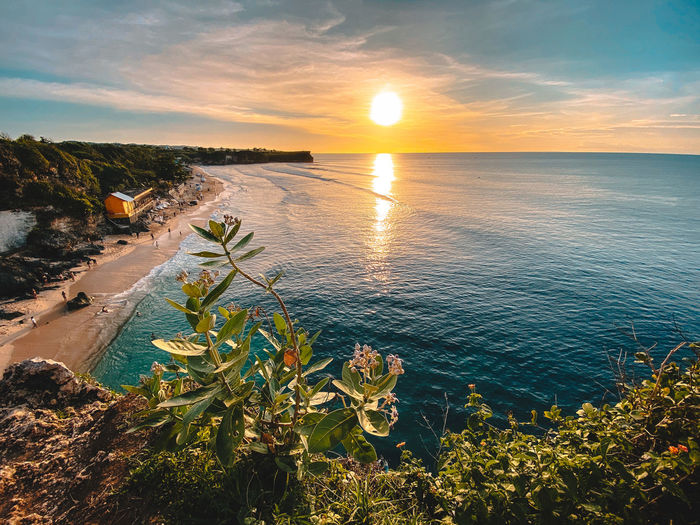 Scenic view of sea against sky during sunset