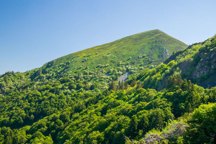 Scenic view of mountains against clear sky