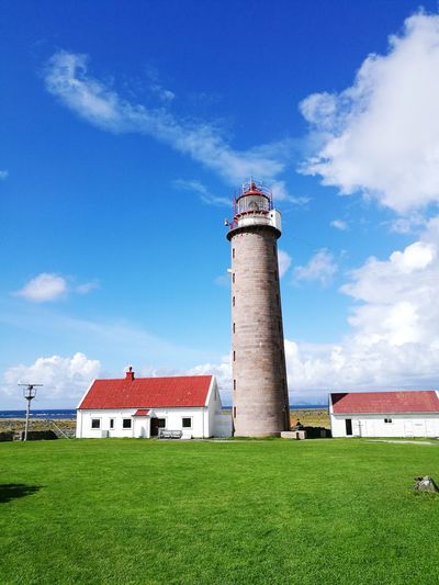 Low angle view of lighthouse against sky