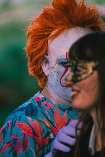 Close-up of people wearing halloween costumes