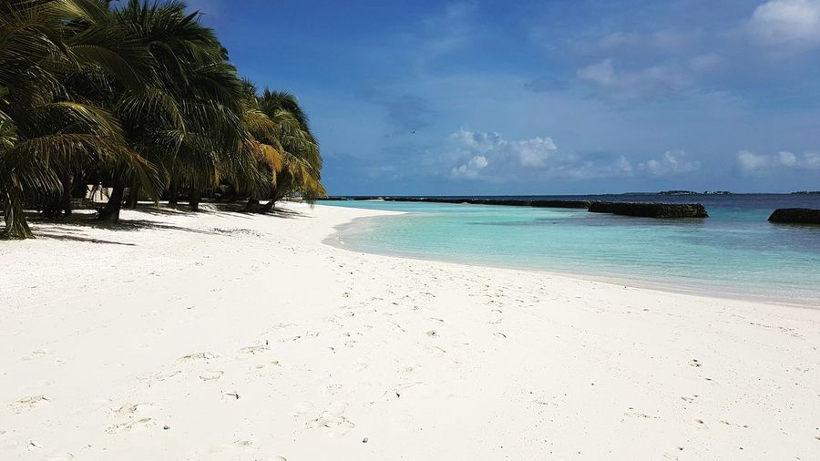 Scenic view of beach against sky