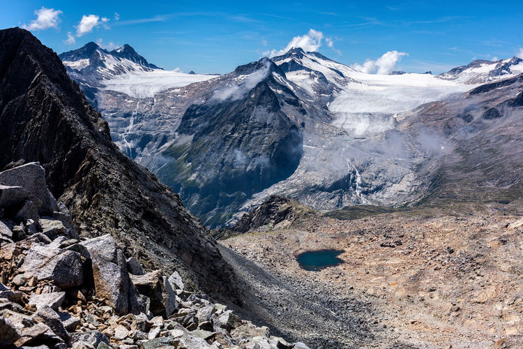 Panoramic view of the adamello glaciers