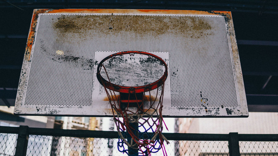 High angle view of basketball hoop on table