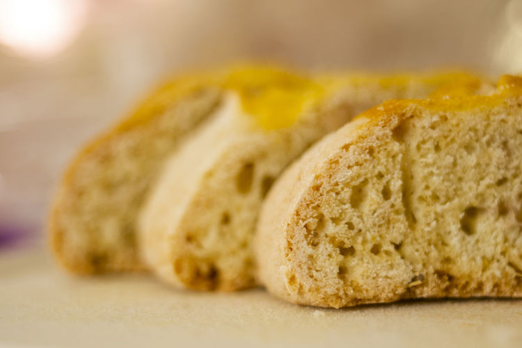 Close-up of bread in plate