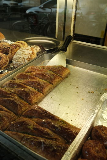 High angle view of bread in store
