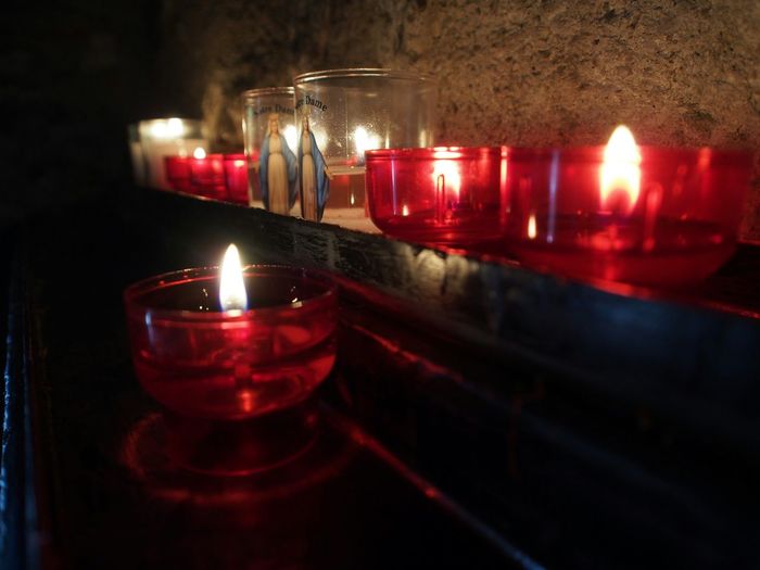 Close-up of lit candle
