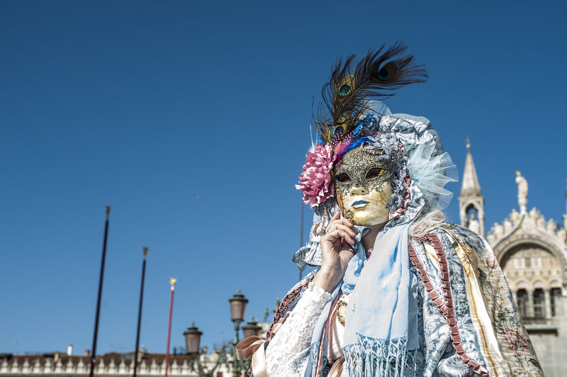 Venice, italy - febrary 23 2019 - the masks of the venice carnival 2019