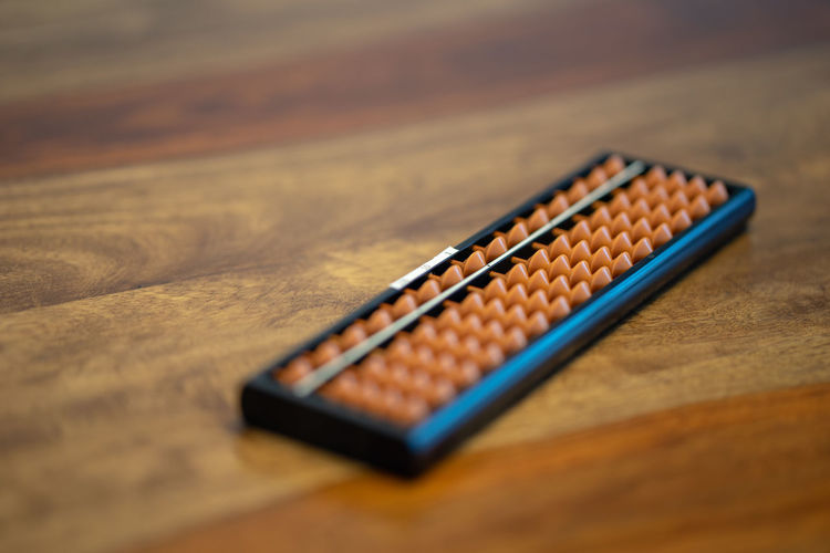 High angle view of abacus on table