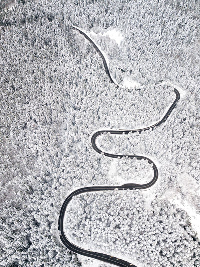 High angle view of snow on land