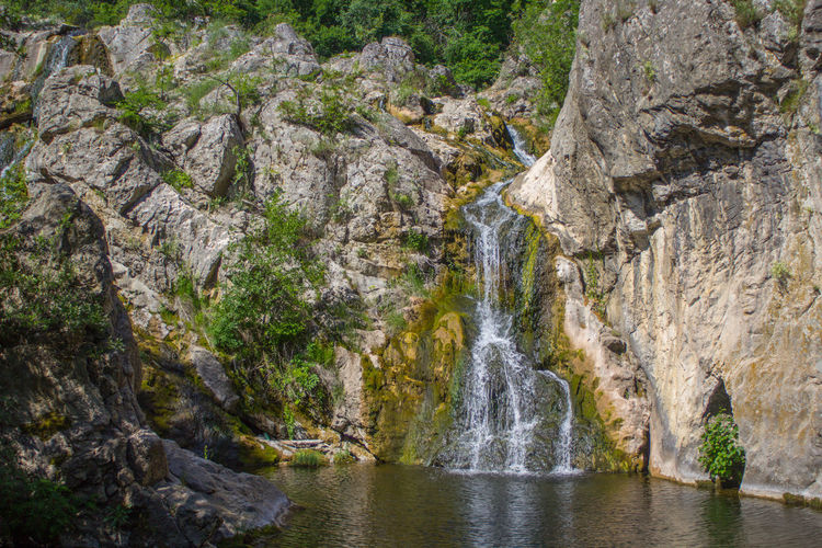 Scenic view of waterfall