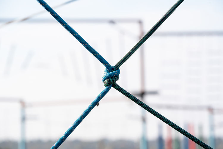 Close-up of rope against fence