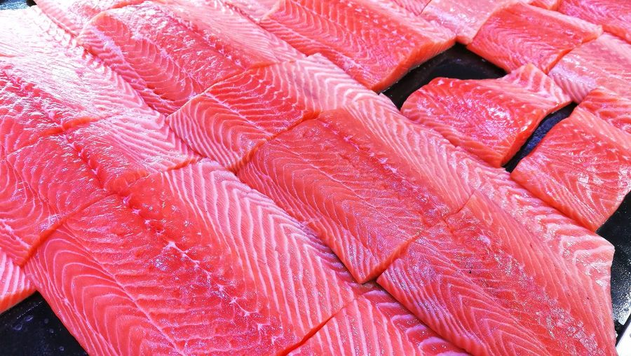 Full frame shot of salmon slices