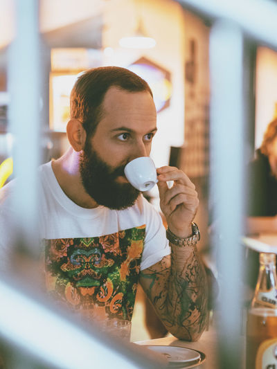 Man drinking coffee