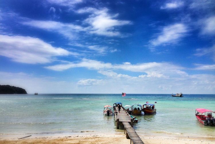 Scenic view of sea against cloudy sky