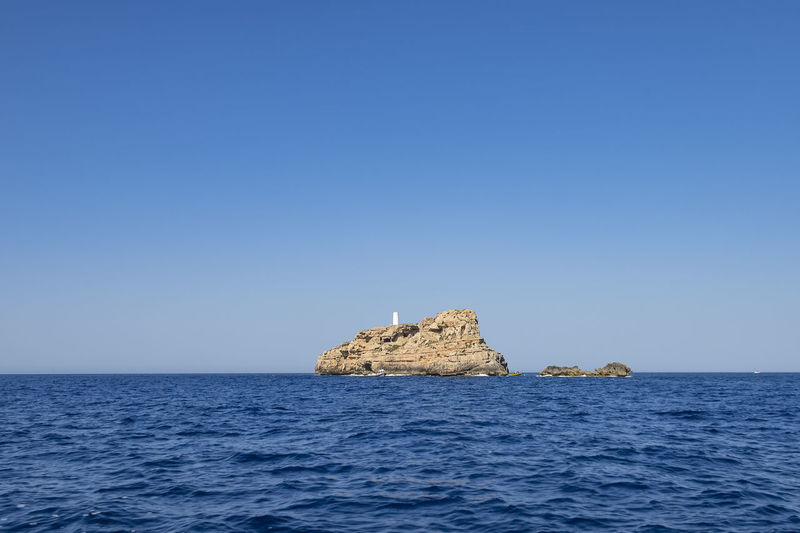 The rocky coastline of el toro marine reserve in mallorca, spain