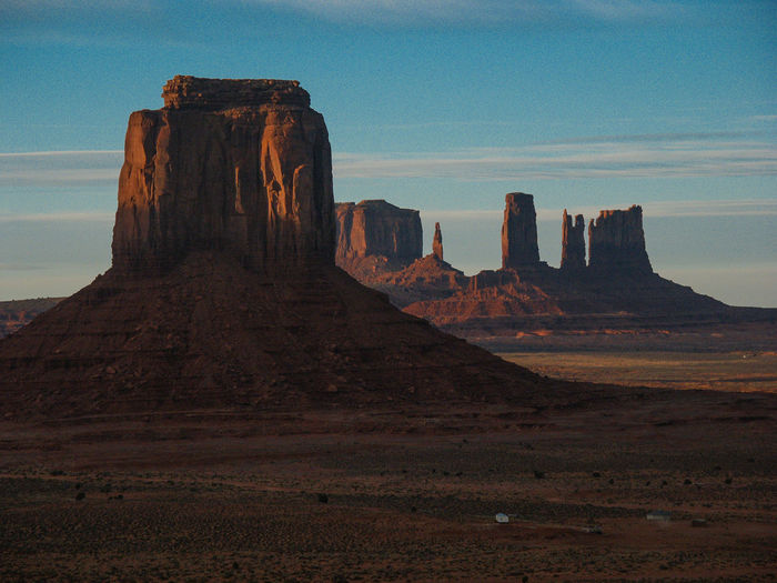Rock formations at monument valley against sky